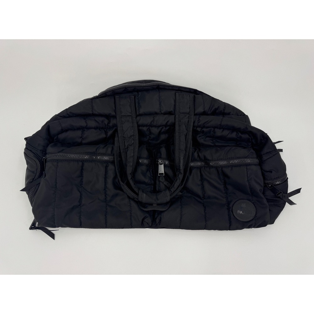 Pajar Canada Black Quilted‎ Puffer Duffel Bag Orange Lining Travel Gym CA56188